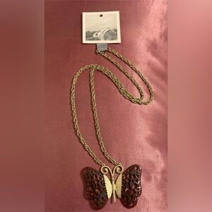 Anthropologie Boho Butterfly Pendant Necklace